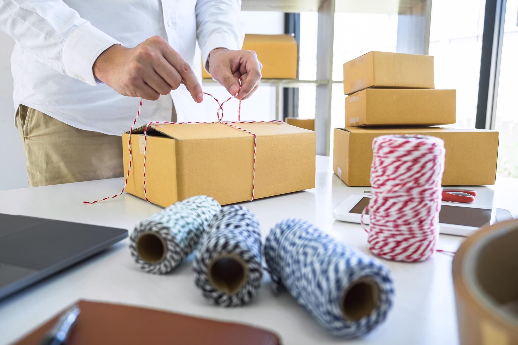 Packaged embroidered goods ready for delivery
